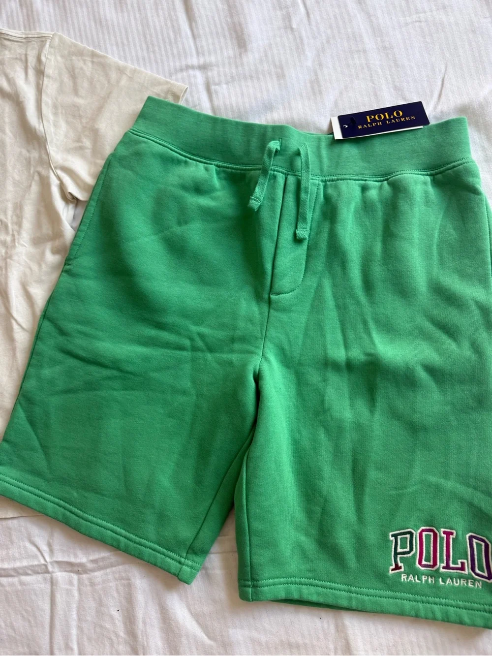 New boys Ralph Lauren Polo Sz L 14-16 Shirt with Green Shorts
